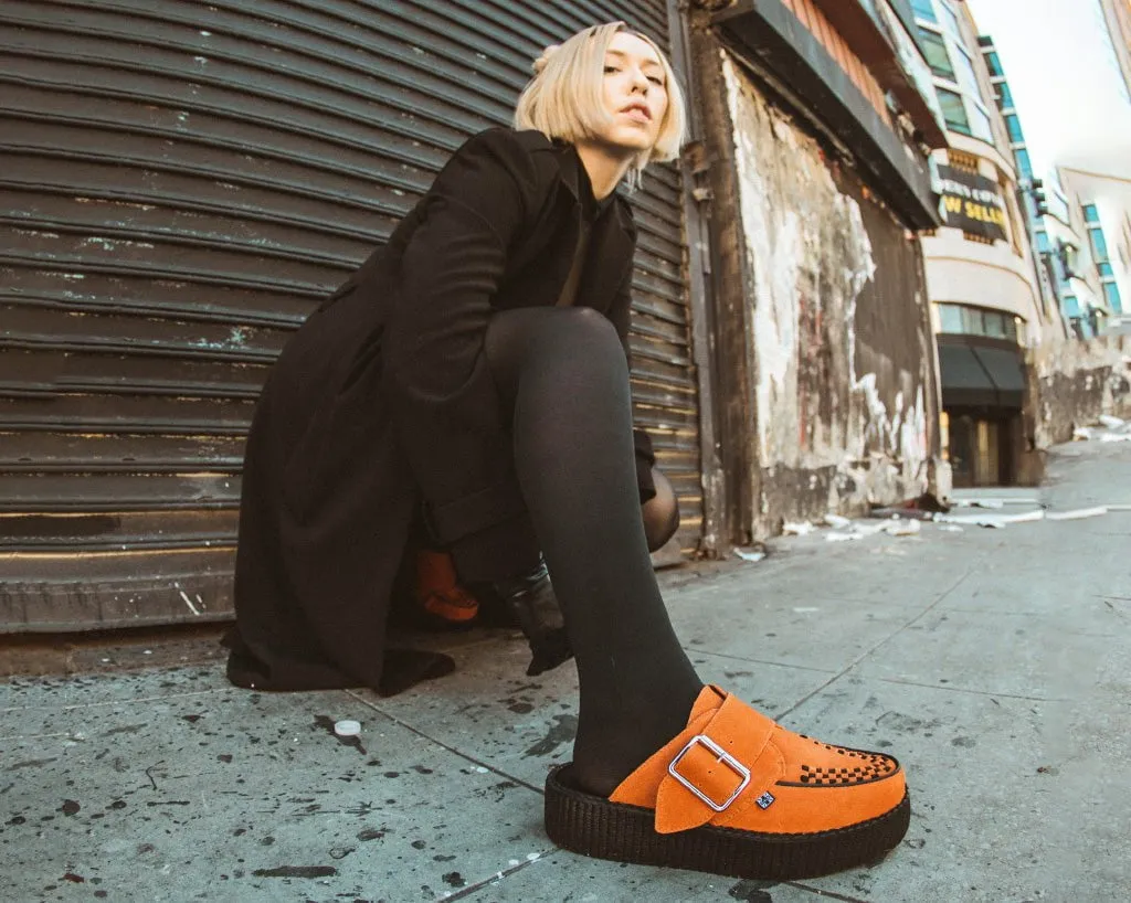 Orange Suede Creeper Mule