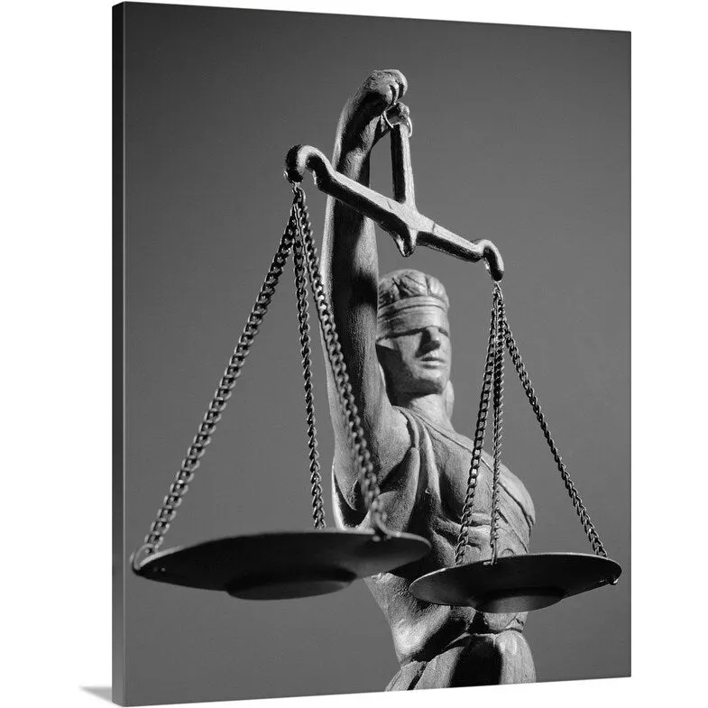 "1970's Statue Of Blind Justice Holding Scales" Canvas Wall Art