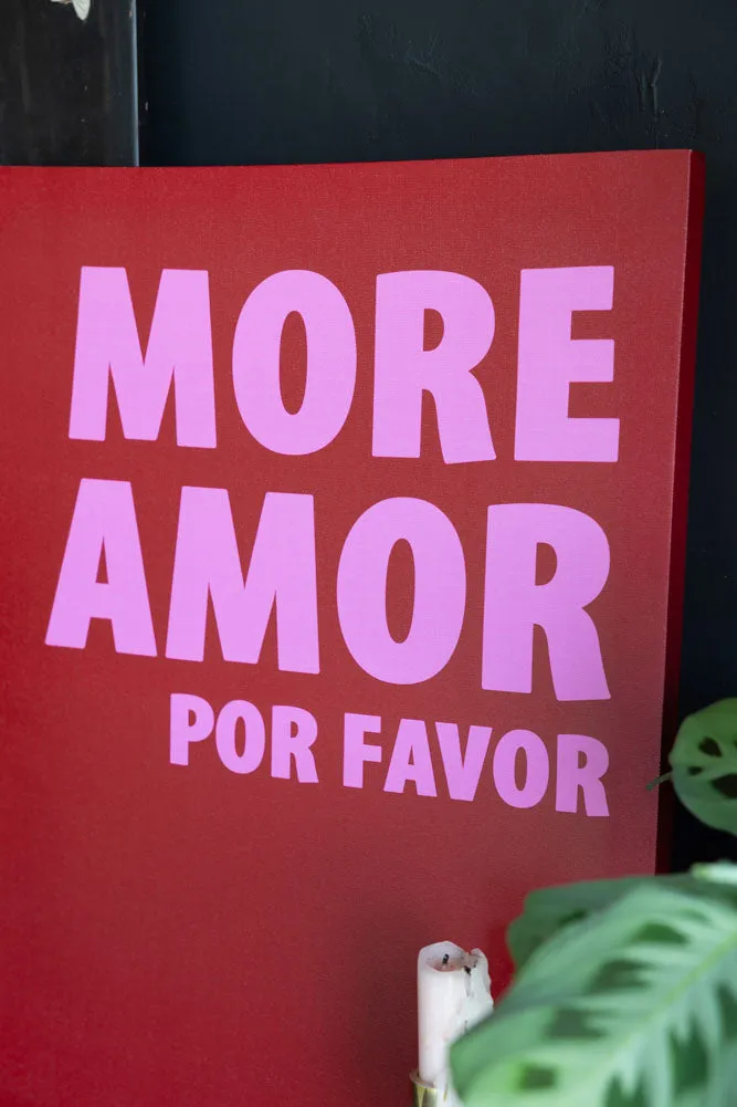 Red & Pink More Amor Por Favor Canvas