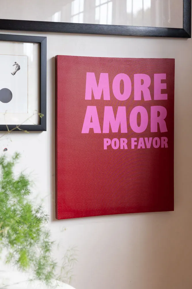 Red & Pink More Amor Por Favor Canvas