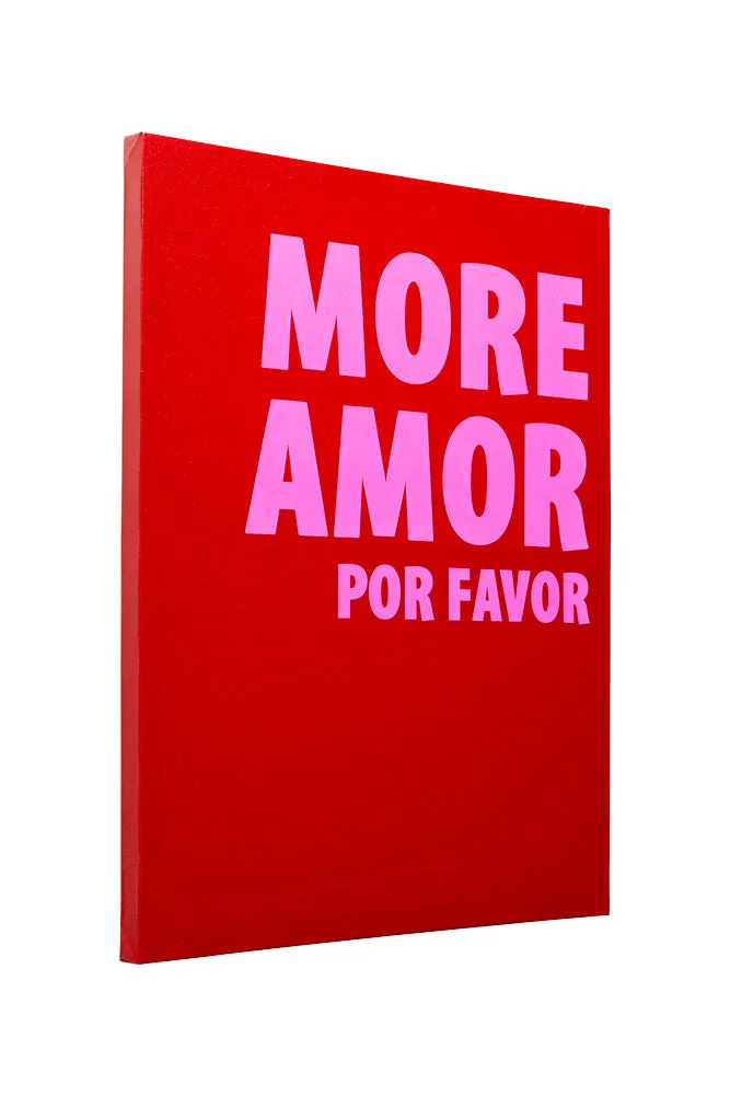 Red & Pink More Amor Por Favor Canvas