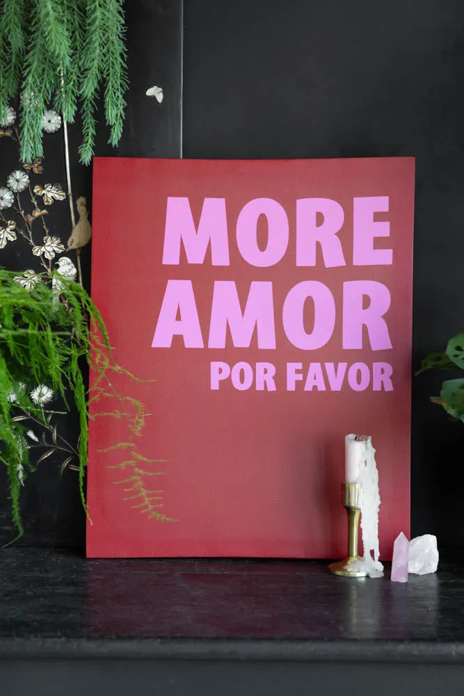 Red & Pink More Amor Por Favor Canvas