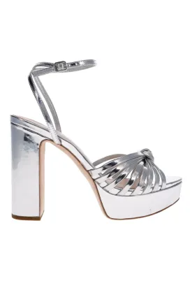 Rivka Silver Mirror Leather Platform Heels