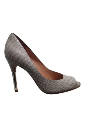 SIGERSON MORRISON Grey Snakeskin Metal Stiletto Heels (7)