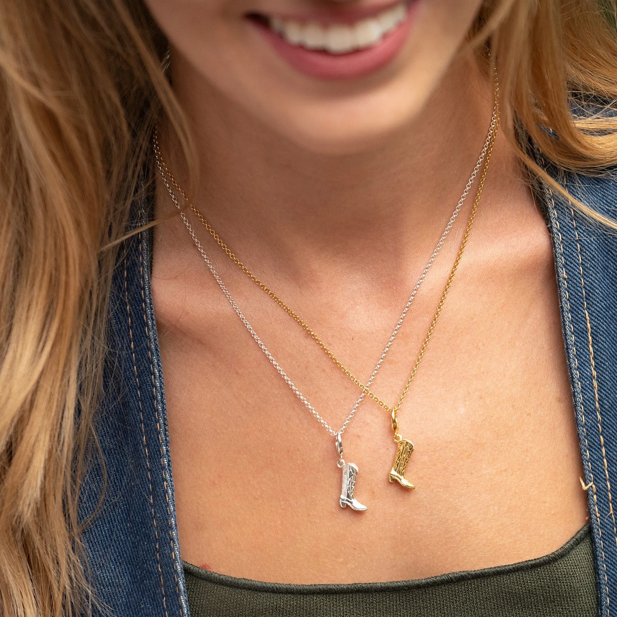 Silver Cowboy Boot Necklace