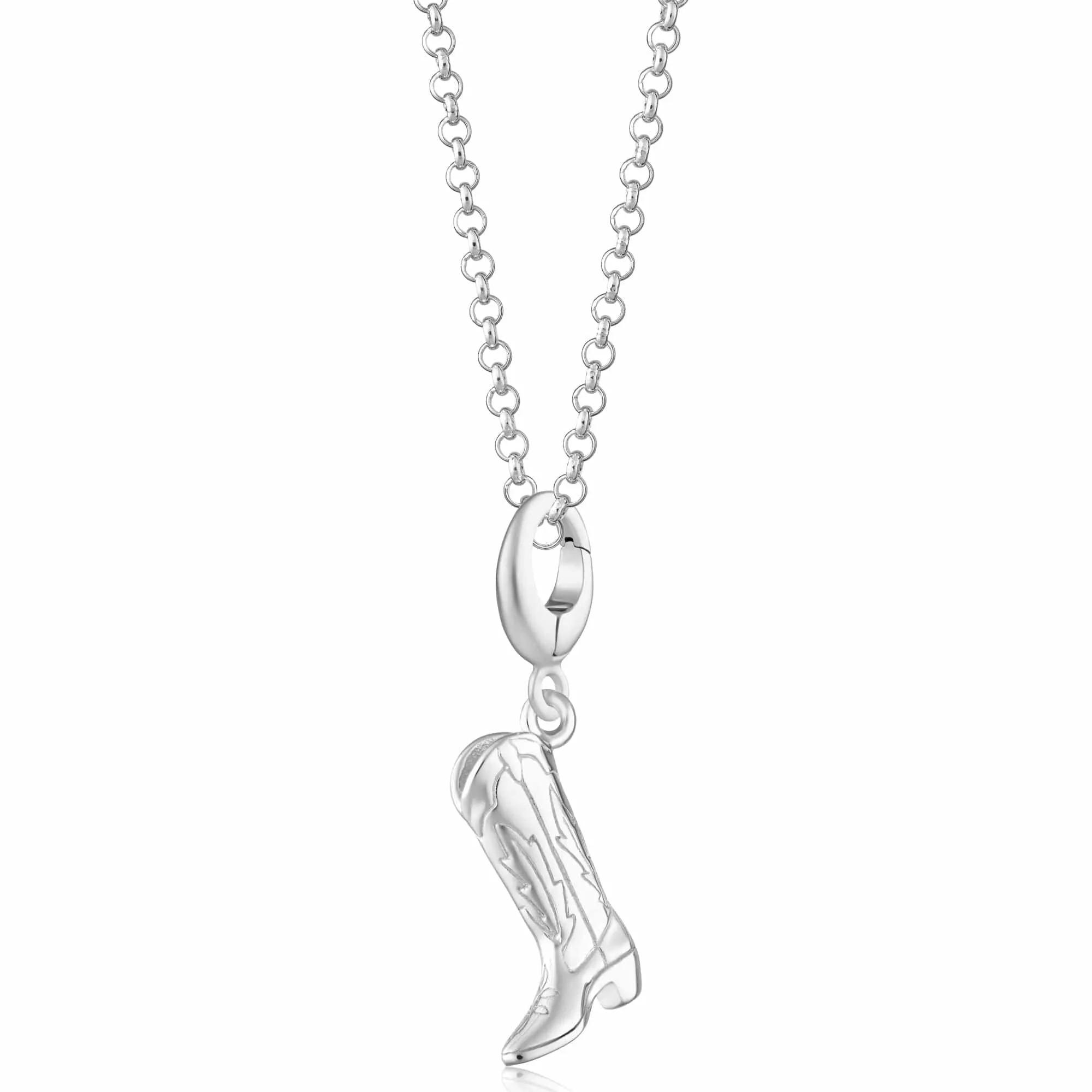 Silver Cowboy Boot Necklace