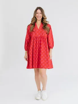 Sohla Mini Dress - Floral Stamp Red