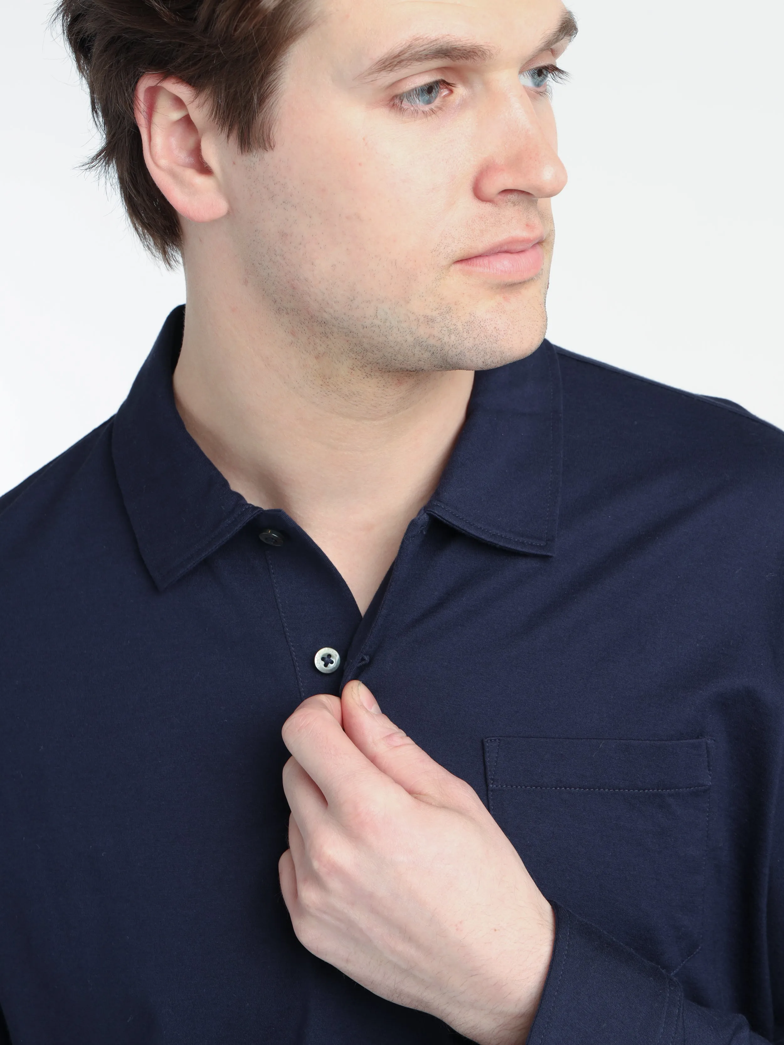 Spring Navy Lisle Pocket Polo Shirt