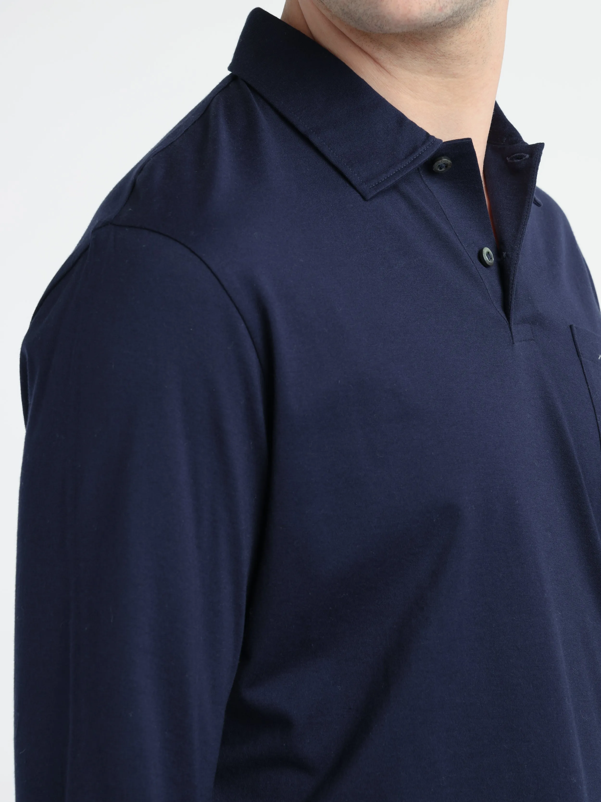 Spring Navy Lisle Pocket Polo Shirt