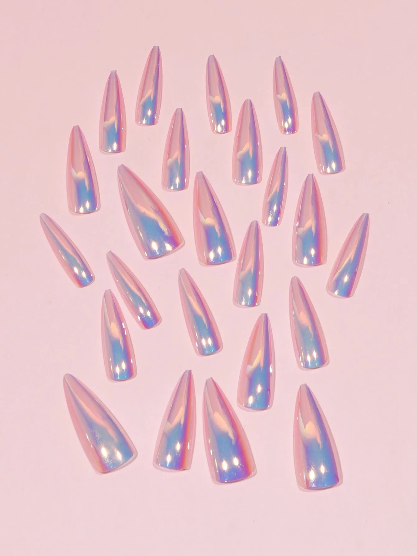 Stiletto Iridescent Pearlescent Press On Nails