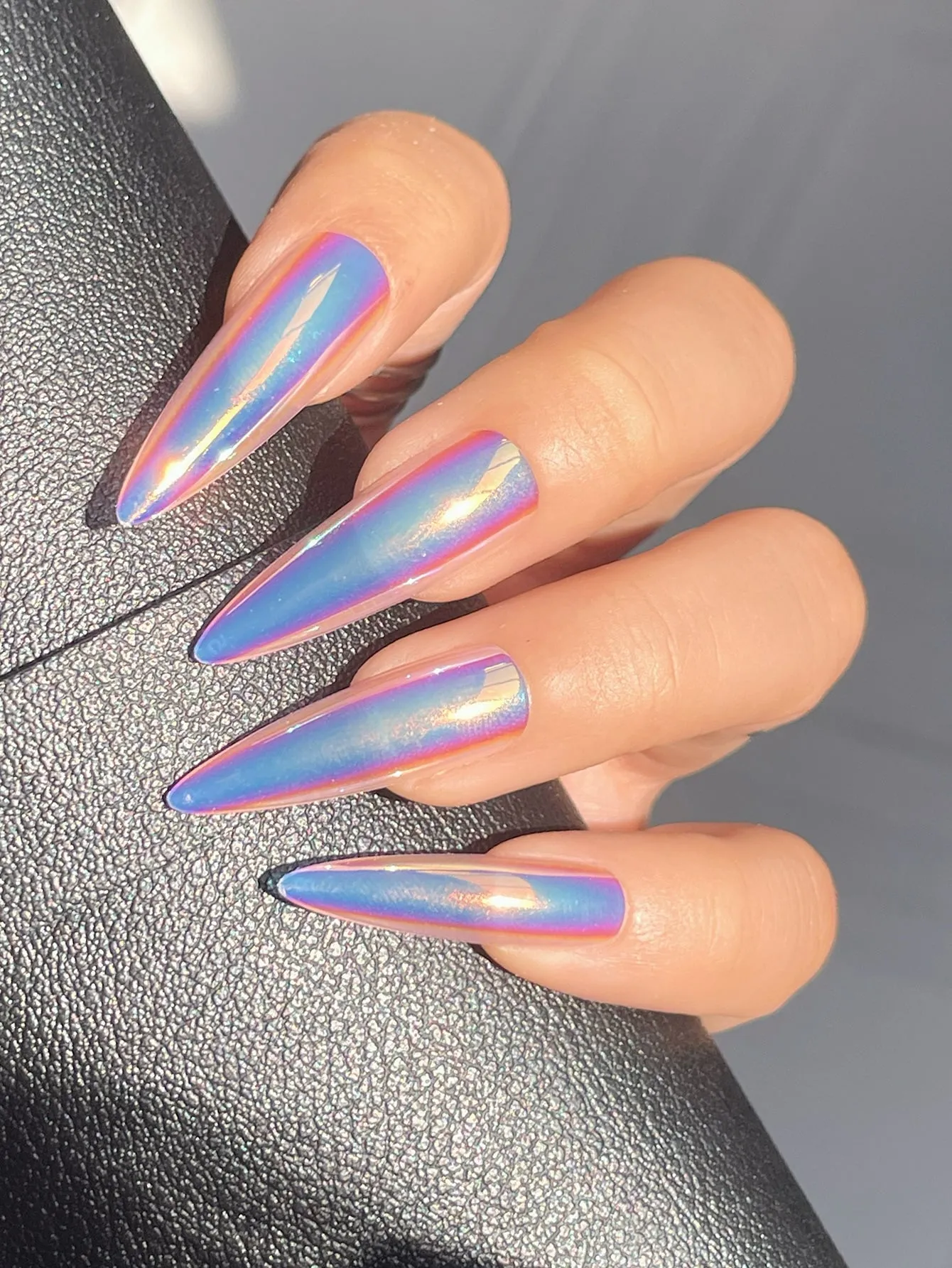 Stiletto Iridescent Pearlescent Press On Nails