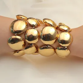 TFC Gold Disco Beads Chunky Stacked Bracelet (Set of 4)