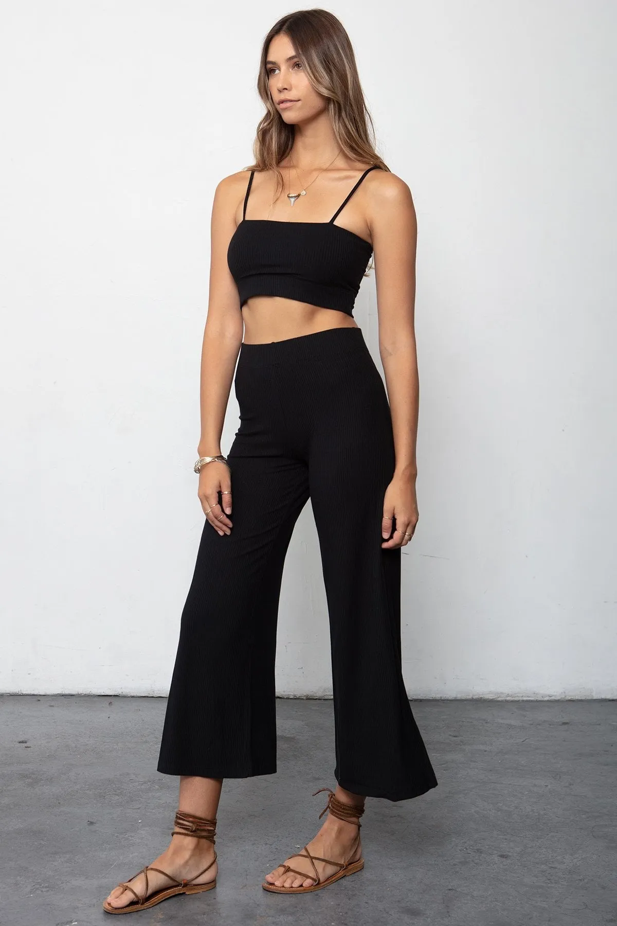 THE RIB WIDE LEG CROP PANT