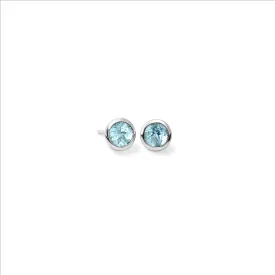 Theresa Stud Earrings White Gold - Blue Topaz