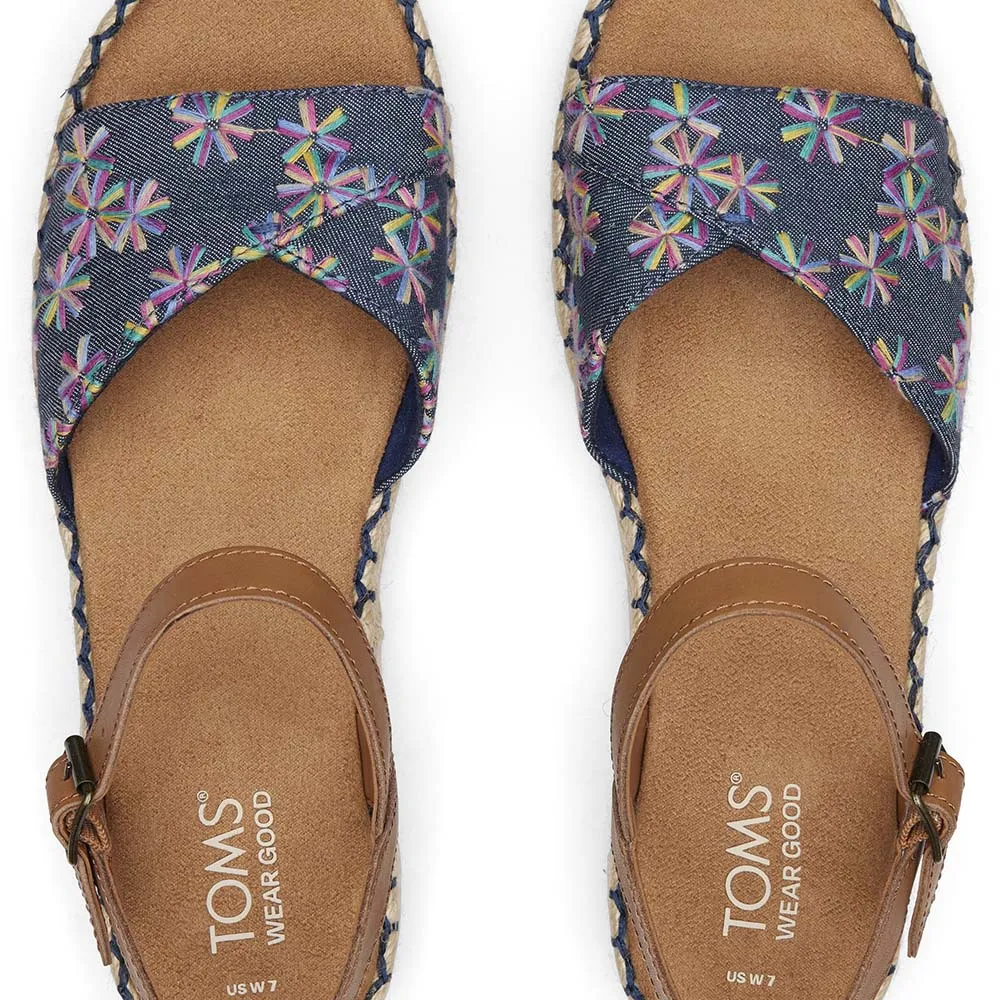 Toms Women Abby Navy Flatform Espadrille Sandal