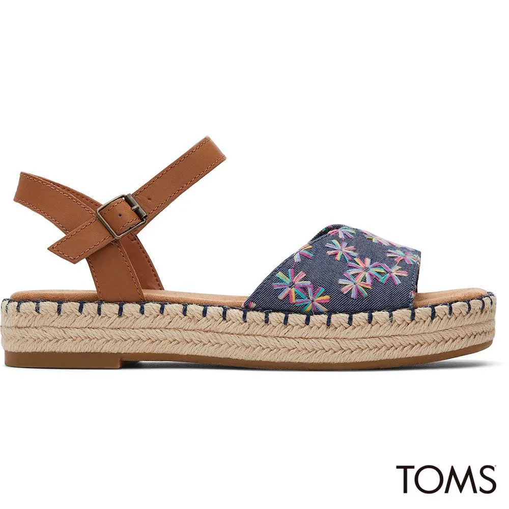 Toms Women Abby Navy Flatform Espadrille Sandal