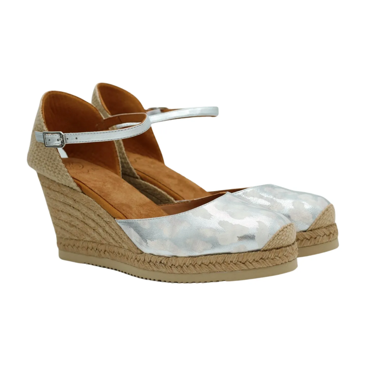 UNISA Silver Printed Leather Espadrille Castilla