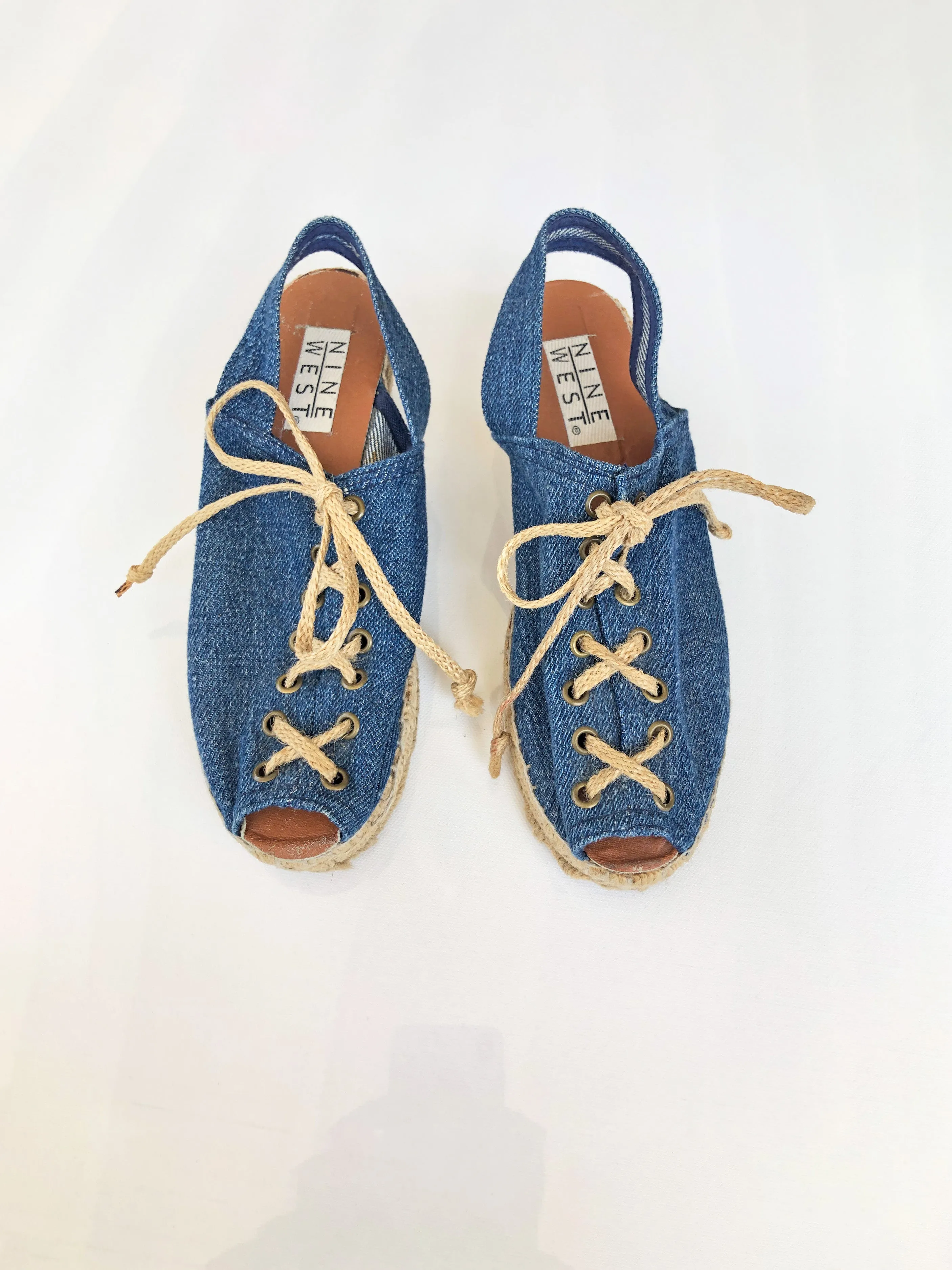 VINTAGE: Denim Lace-Up Sandals