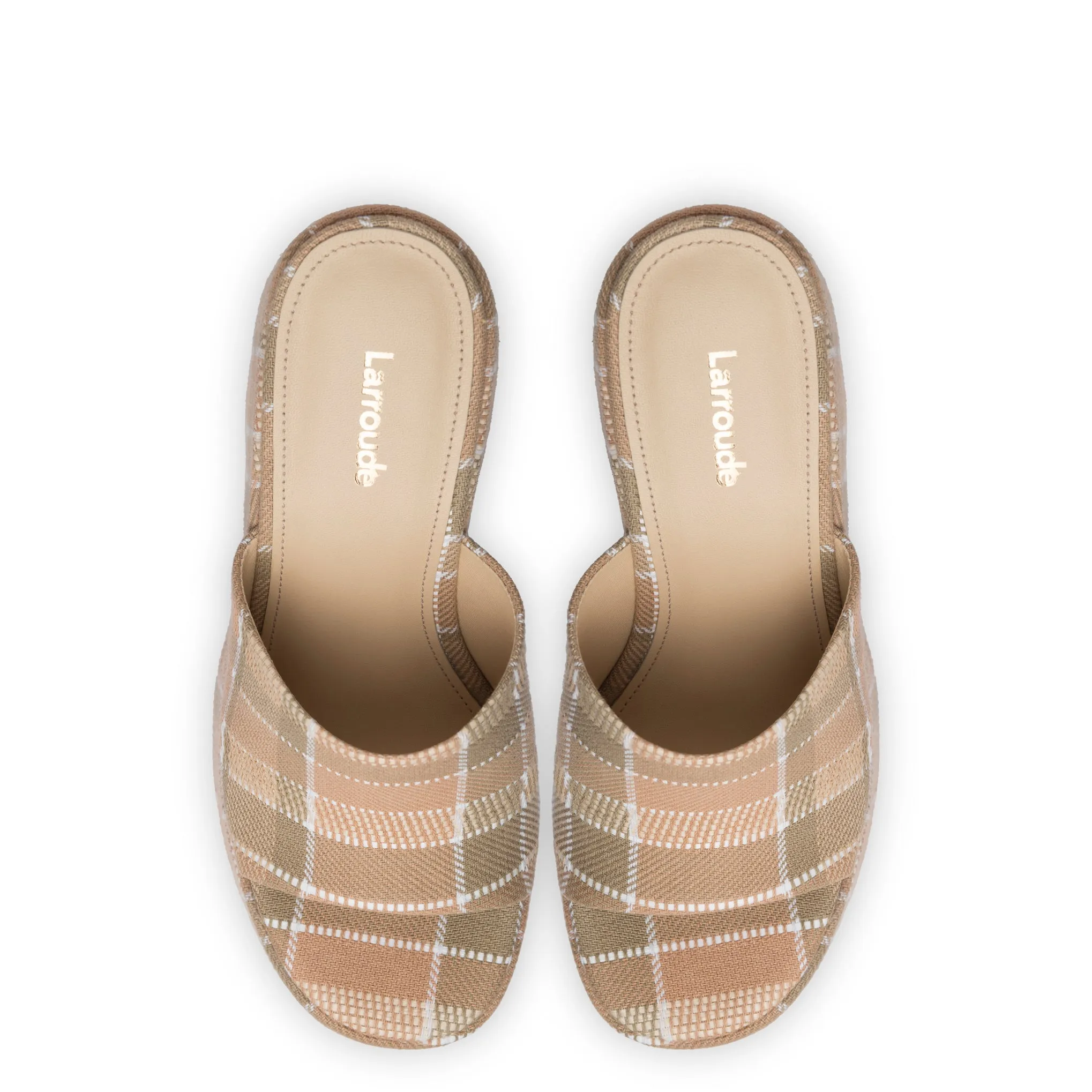 Wanda Platform Mule In Neutral Plaid Raffia