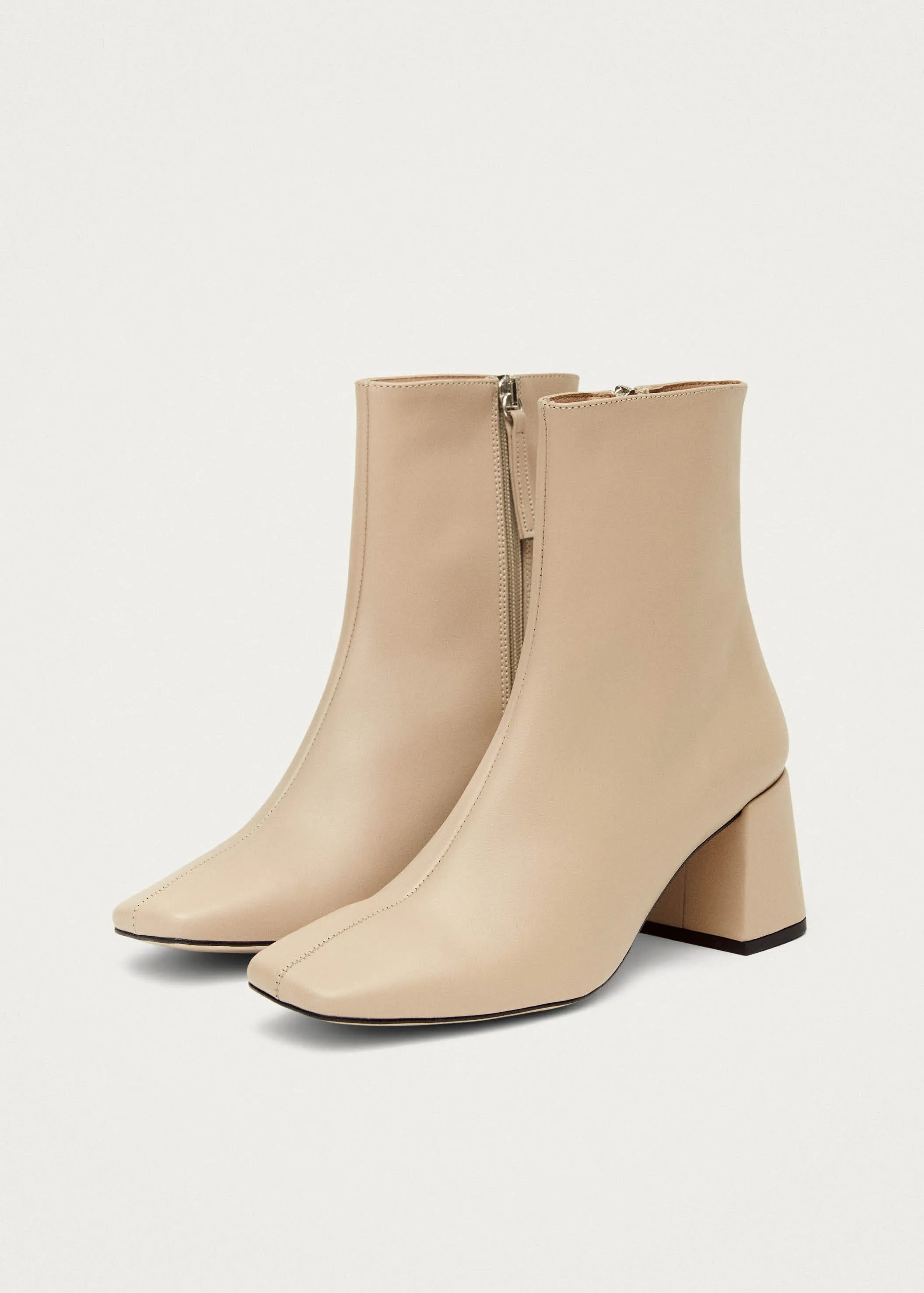 Watercolor Tahini Beige Vegan Leather Ankle Boots