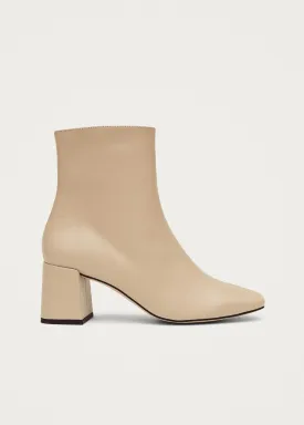 Watercolor Tahini Beige Vegan Leather Ankle Boots