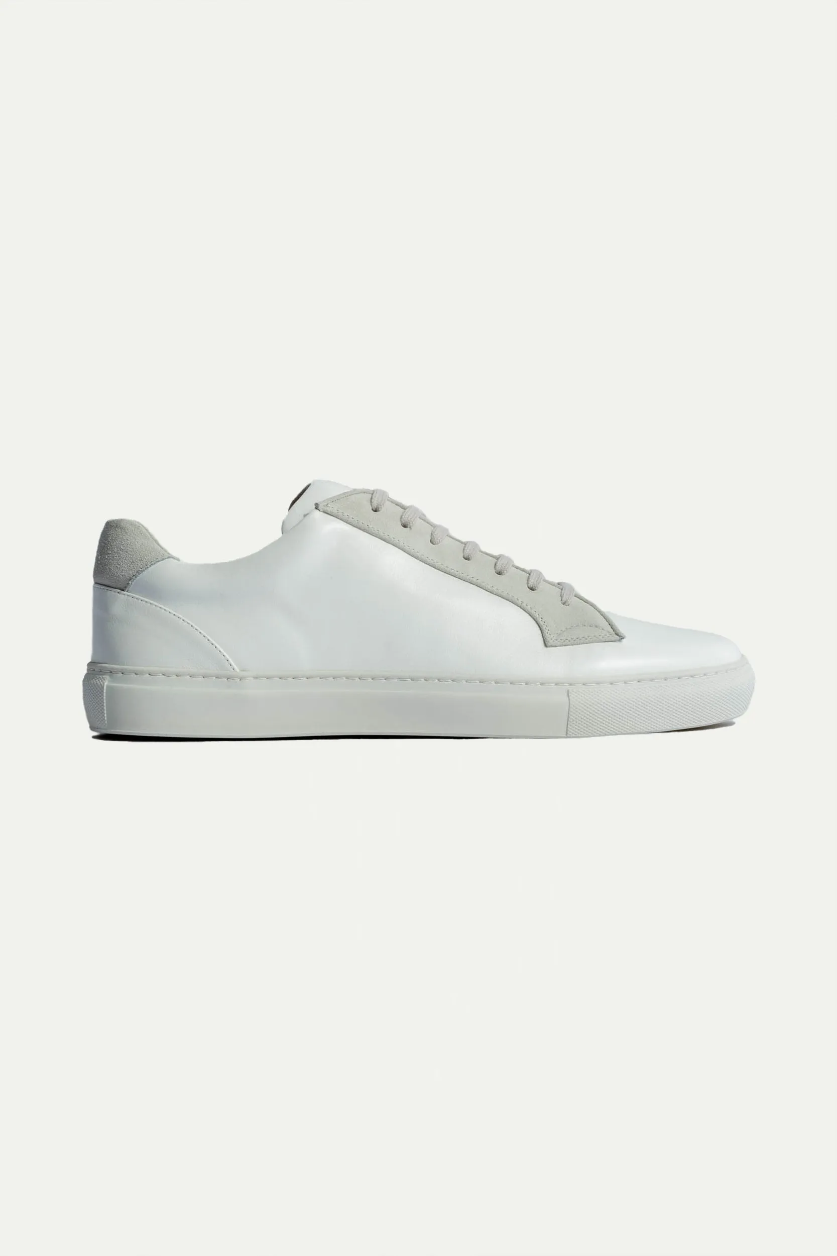 White sneakers with grey suede detail - Made In Italy