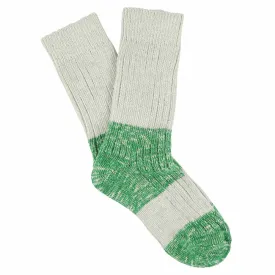 Women Melange Block Socks Ecru / Bright Green