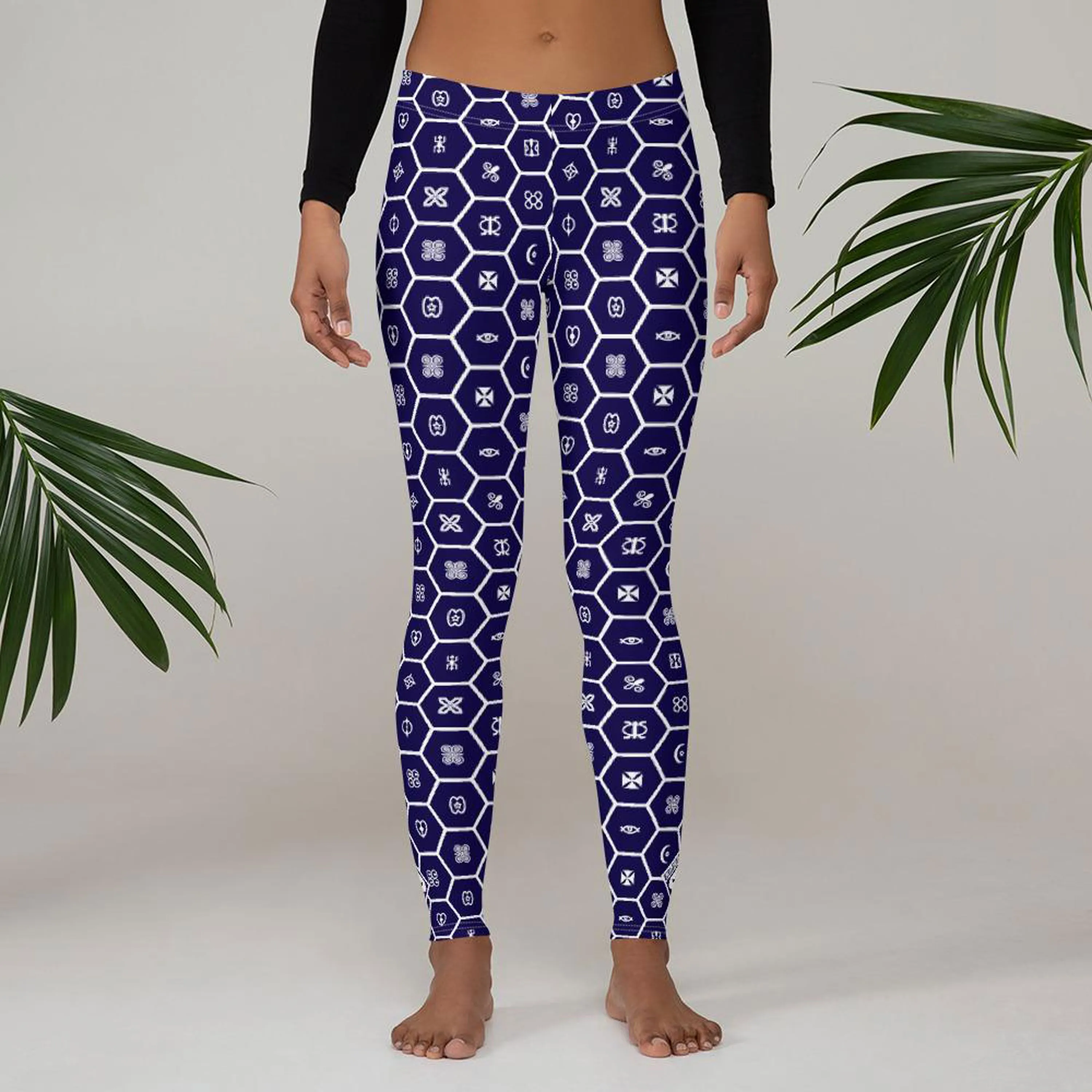 Women's African Print Adinkra Yoga Pants Workout Leggings For Jiu Jitsu 001