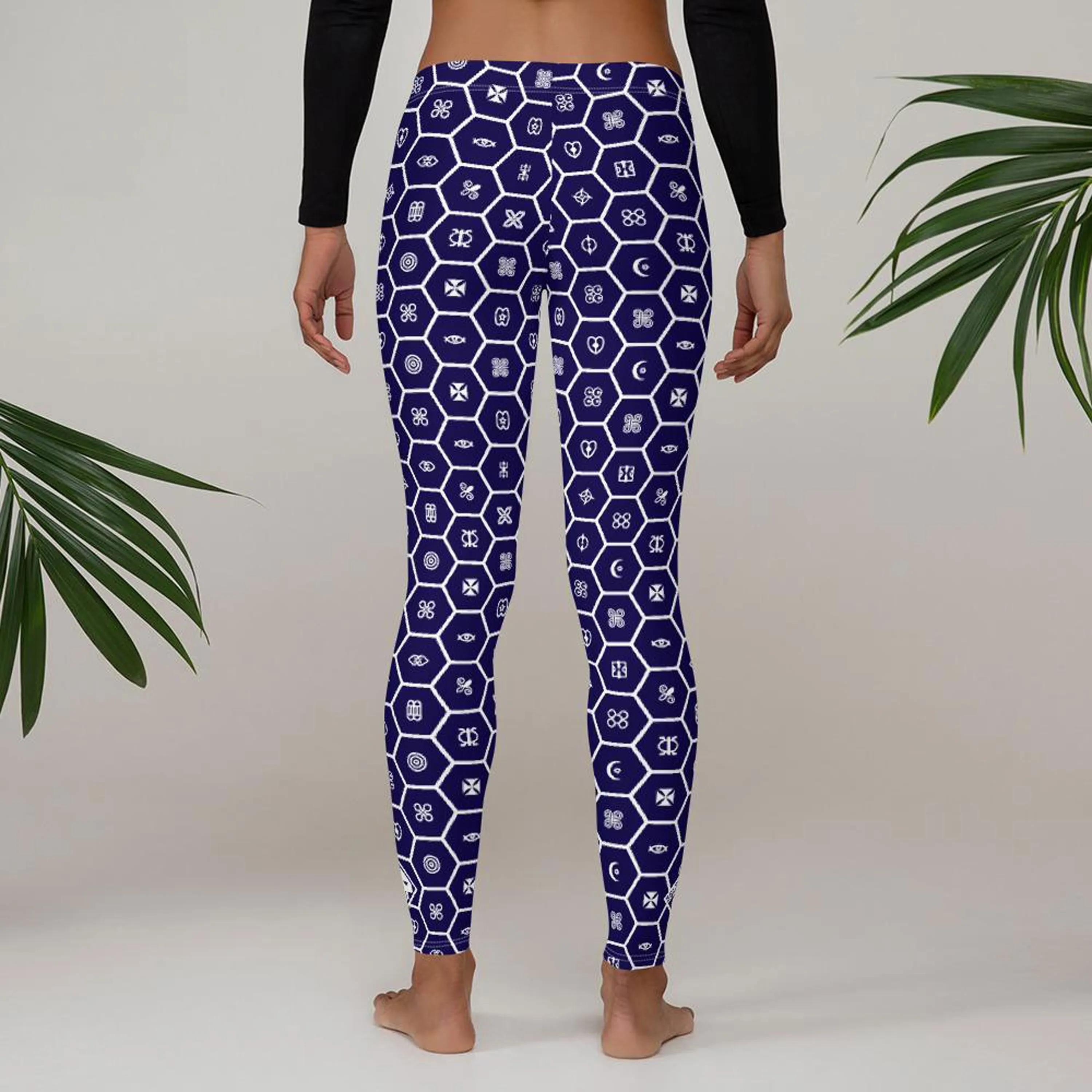 Women's African Print Adinkra Yoga Pants Workout Leggings For Jiu Jitsu 001